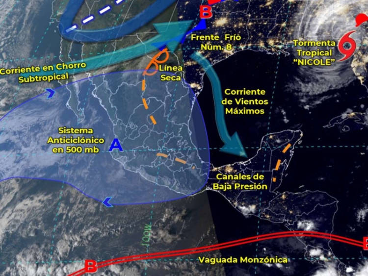 Lluvias puntuales muy fuertes, rachas de viento y posible formaci&oacute;n de torbellinos en el Norte de Nuevo Le&oacute;n y Tamaulipas, debido al Frente Fr&iacute;o no. 8