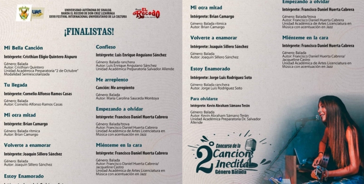 Todo listo para la final de los concursos convocados por la UAS y la Banda El Recodo