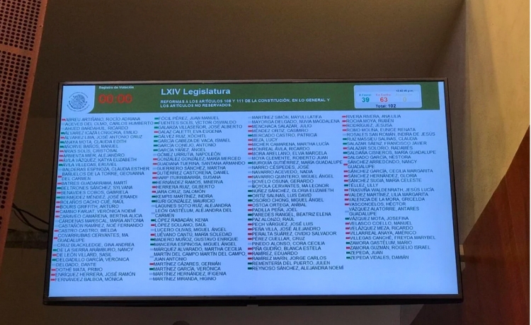 Senado aprueba en lo general la eliminaci&oacute;n del fuero presidencial