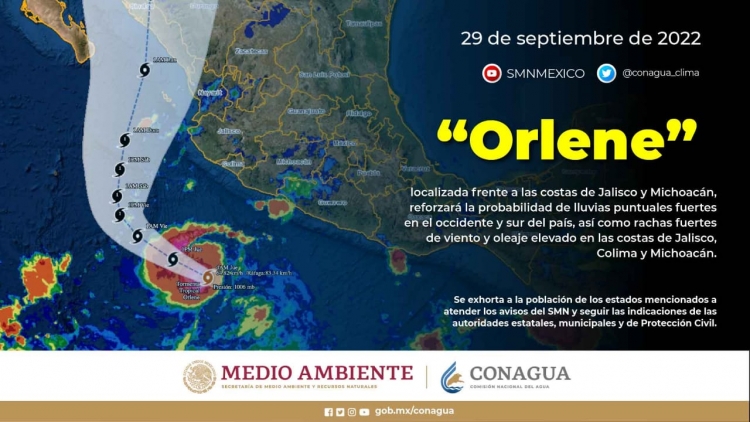 Tormenta Tropical "Orlene" no representa peligro para Sinaloa