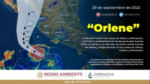 Tormenta Tropical "Orlene" no representa peligro para Sinaloa