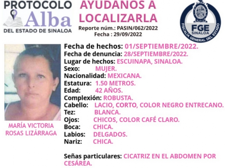 Mar&iacute;a Victoria, a punto de cumplirse un mes de su desaparici&oacute;n en Escuinapa