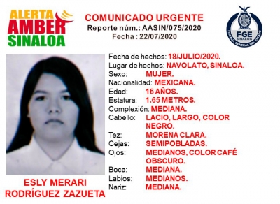 Ayuda a encontrar a Esly Merary, desapareci&oacute; en Navolato