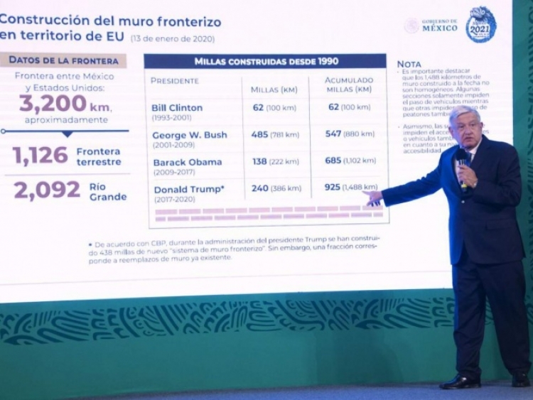 AMLO celebra decisi&oacute;n de Biden sobre freno del muro con M&eacute;xico