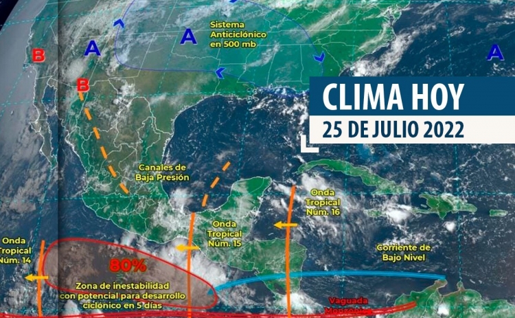 Sigue el Monz&oacute;n Mexicano en el Noroeste: por la tarde, cielos nubosos en Culiac&aacute;n con chubascos tormentosos y temperaturas de 31&deg;C.