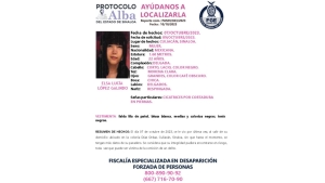 Activan Protocolo Alba para la localizaci&oacute;n de Elsa Luc&iacute;a de 22 a&ntilde;os de edad, que desapareci&oacute; en Culiac&aacute;n