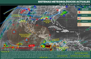 Rachas de vientos en la regi&oacute;n por Frente Fr&iacute;o No. 50 en la regi&oacute;n