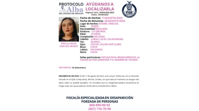 Activan Protocolo Alba para la localizaci&oacute;n de Priscila Irene de 22 a&ntilde;os de edad que fue vista por &uacute;ltima vez en el ejido Compuertas
