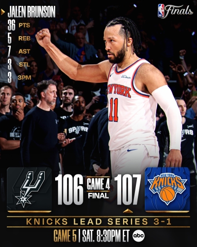 Knicks ganan a Spurs con remontada hist&oacute;rica de 29 puntos y acarician el t&iacute;tulo de la NBA