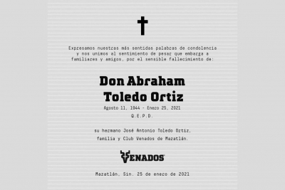 Fallece Abraham Toledo Ortiz, hijo del ex gobernador Toledo Corro