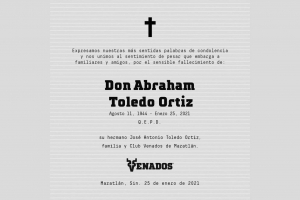 Fallece Abraham Toledo Ortiz, hijo del ex gobernador Toledo Corro