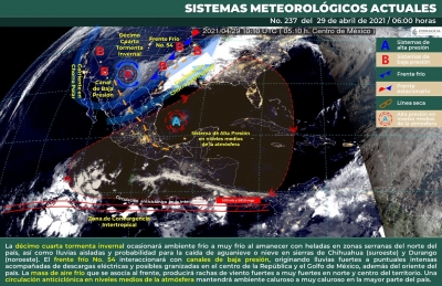 La d&eacute;cima cuarta tormenta invernal se desplaza provocando fr&iacute;os y heladas en el norte de M&eacute;xico