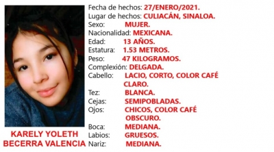 Ay&uacute;danos a encontrar a KARELY YOLETH; tiene 13 a&ntilde;os