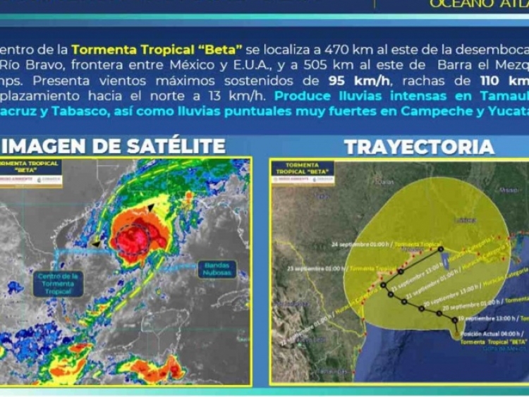 Tormenta tropical "Beta" provocar&aacute; lluvias en gran parte del pa&iacute;s
