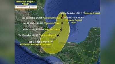 Tormenta tropical "Karl" se aproxima a Veracruz: SMN