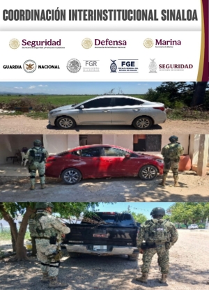 En distintos poblados de Culiac&aacute;n, Grupo Interinstitucional recupera 3 veh&iacute;culos con reporte de robo