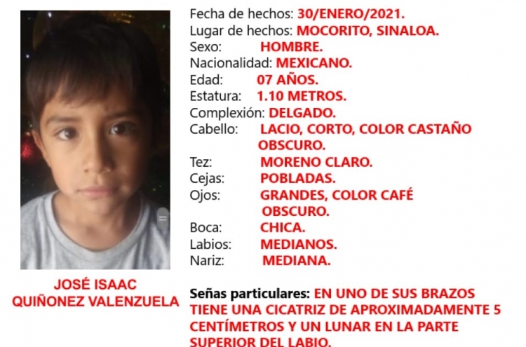 Ay&uacute;danos a encontrar a JOS&Eacute; ISAAC; tiene 07 a&ntilde;os