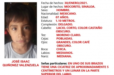 Ay&uacute;danos a encontrar a JOS&Eacute; ISAAC; tiene 07 a&ntilde;os