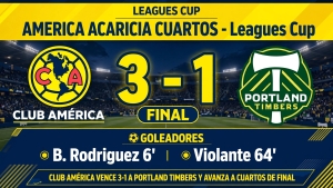 Las &Aacute;guilas ganan 3-1 al Portland y da un paso hacia los cuartos de final en la Leagues Cup
