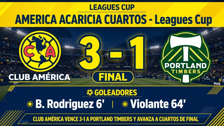 Las &Aacute;guilas ganan 3-1 al Portland y da un paso hacia los cuartos de final en la Leagues Cup
