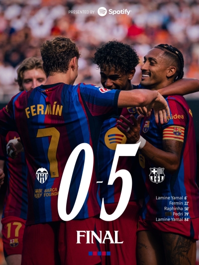 Barcelona golea y es l&iacute;der perfecto; Real Madrid sufre su primera derrota en LaLiga