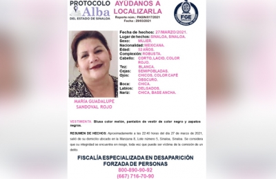 Desaparece Mar&iacute;a Guadalupe en Sinaloa de Leyva, &iexcl;ayuda a encontrarla!