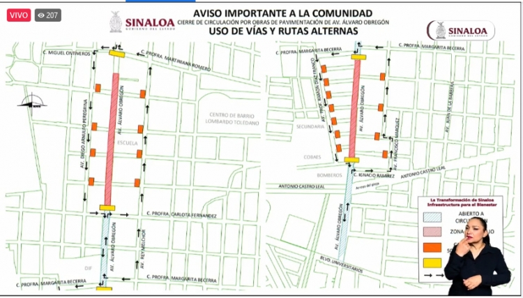 Por regeneraci&oacute;n cerrar&aacute;n la avenida &Aacute;lvaro Obreg&oacute;n al norte