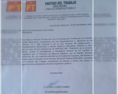 Presenta el PT prueba de intenci&oacute;n de registro de Eleno Flores; PRI no aporta nada y posterga el prerregistro formal