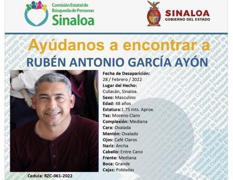 Cunde el desespero en familia de Rub&eacute;n Antonio; cumple 24 d&iacute;as desaparecido en Culiac&aacute;n