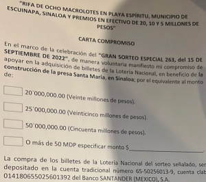 AMLO pidi&oacute; a empresarios adquirir un m&iacute;nimo de 20 mdp en billetes de Loter&iacute;a; difunden carta compromiso