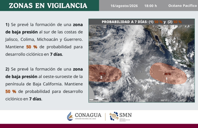 Tormentas tropicales acechan al Pac&iacute;fico mexicano