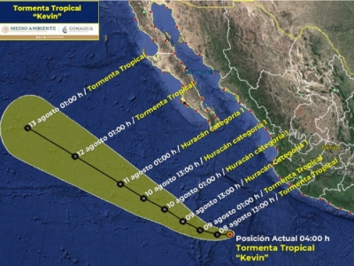 Tormenta tropical Kevin causar&aacute; fuertes lluvias