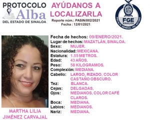Buscan a Martha Lilia en Mazatl&aacute;n; ayuda a localizarla