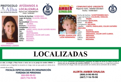 Localizan a madre e hija que estaban desaparecidas en Culiac&aacute;n