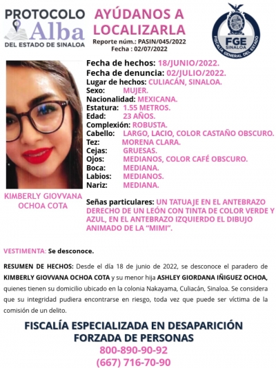 Desaparecidas Kimberly Giovvana y su hija Ashley: ayuda a localizarlas