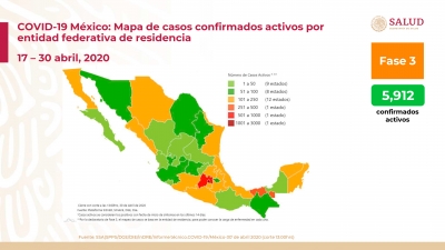 M&eacute;xico tiene 19,224 casos confirmados de COVID-19; hay 1,859 defunciones