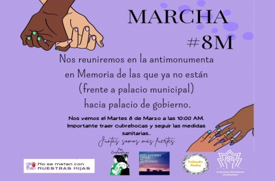 Colectivos alistan marcha el pr&oacute;ximo martes por el D&iacute;a Internacional de la Mujer