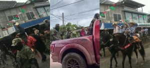 Miembros del CJNG participaron en un desfile en Guerrero encabezado por una alcaldesa