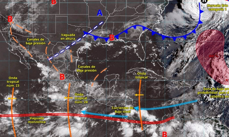 El monz&oacute;n mexicano mantendr&aacute; las condiciones para lluvias fuertes con puntuales muy fuertes en el noroeste de M&eacute;xico, hoy