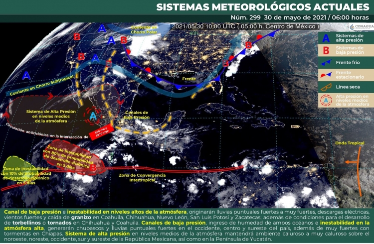 Lluvias puntuales fuertes a muy fuertes en estados del norte de M&eacute;xico