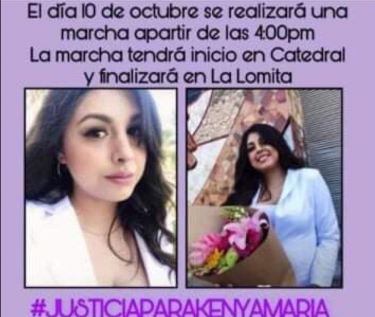 Convocan a marcha en exigencia de justicia para Kenia Mar&iacute;a, este domingo
