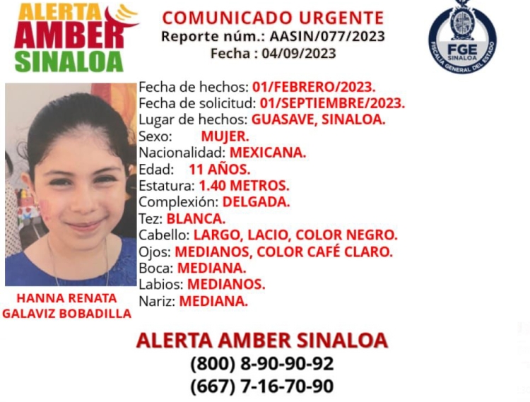 A Hanna Renata se la llev&oacute; su mam&aacute; a Monterrey y no se sabe de su paradero