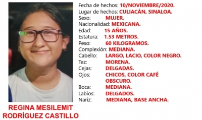 La FGE, solicita la colaboraci&oacute;n de la ciudadan&iacute;a para localiza a REGINA MESILEMIT