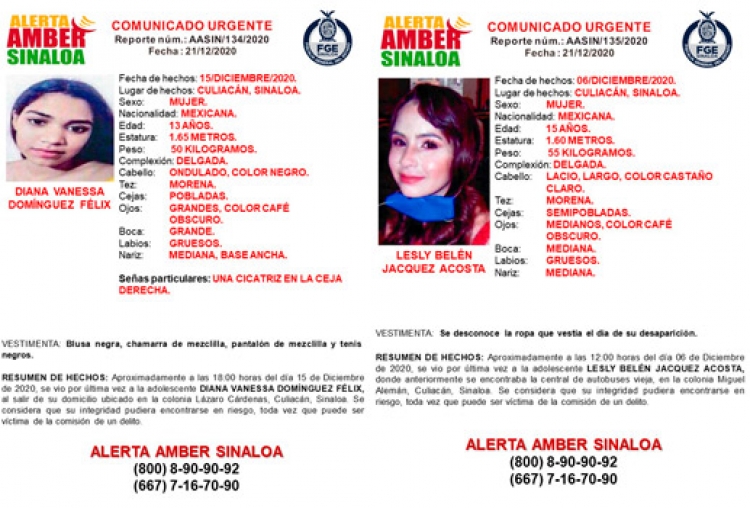 Desaparecen Diana y Lesly en Culiac&aacute;n