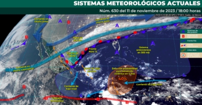 Frente Fr&iacute;o n&uacute;mero se extender&aacute; desde el norte del Golfo de M&eacute;xico hasta el sur de Veracruz, provocar&aacute; lluvias fuertes a puntuales muy intensas