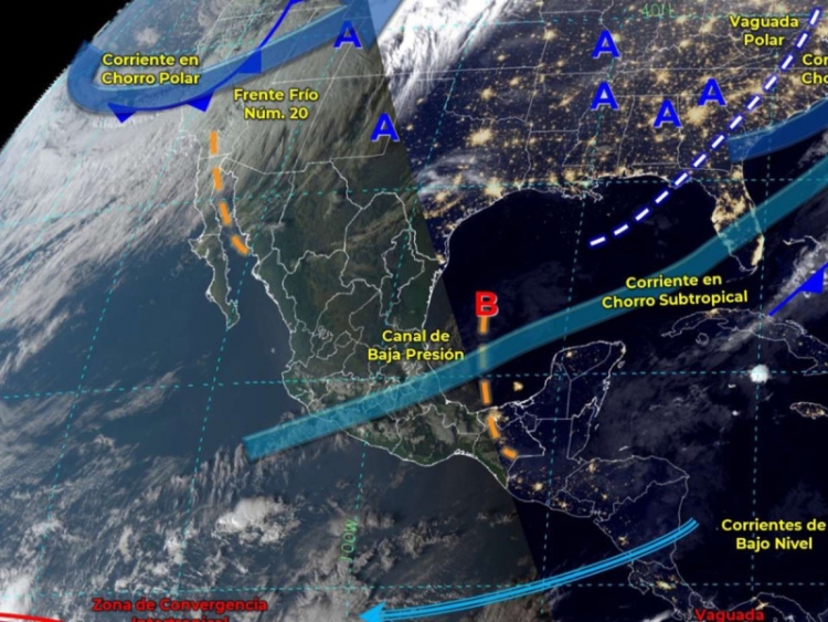 Lluvias puntuales fuertes en Baja California y Sonora, adem&aacute;s de ambiente muy fr&iacute;o a fr&iacute;o al amanecer en zonas del Norte y Centro de M&eacute;xico