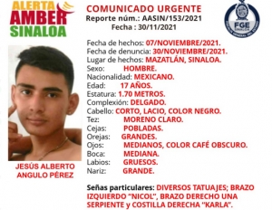 Desaparece adolescente de Mazatl&aacute;n; &iexcl;ayuda a localizarlo!