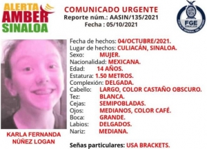 Desaparece Karla Fernanda, de 14 a&ntilde;os, en Culiac&aacute;n
