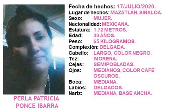 La FGE solicita el apoyo de la ciudadania para localizar a PERLA PATRICIA