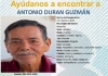 Localizan a Antonio Guzm&aacute;n Dur&aacute;n, de 71 a&ntilde;os de edad